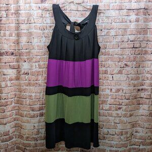 Blu Sage Black Purple and Green Sleeveless Dress Size Large